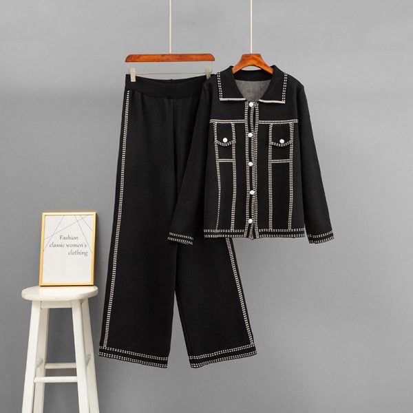 586483930 POLO collar loose jacket set