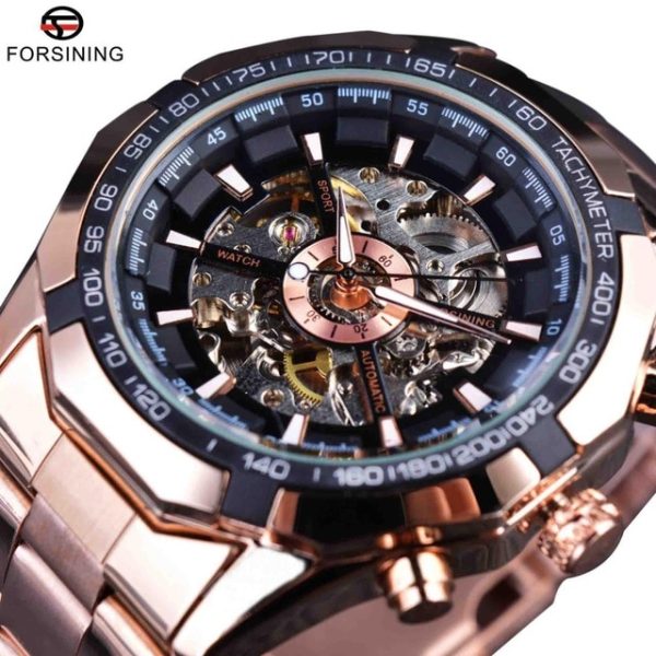 586486594 Silver Stainless Steel Waterproof Mens Skeleton Watches Top Brand Luxury Transparent Mechanical Male Wrist Watch