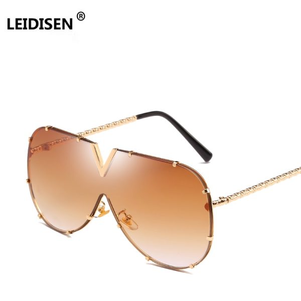 586487242 LEIDISEN One Piece Sunglasses Men Brand Designer High Quality Oversized Sunglasses For Women Sunglass Metal UV400 Mirror