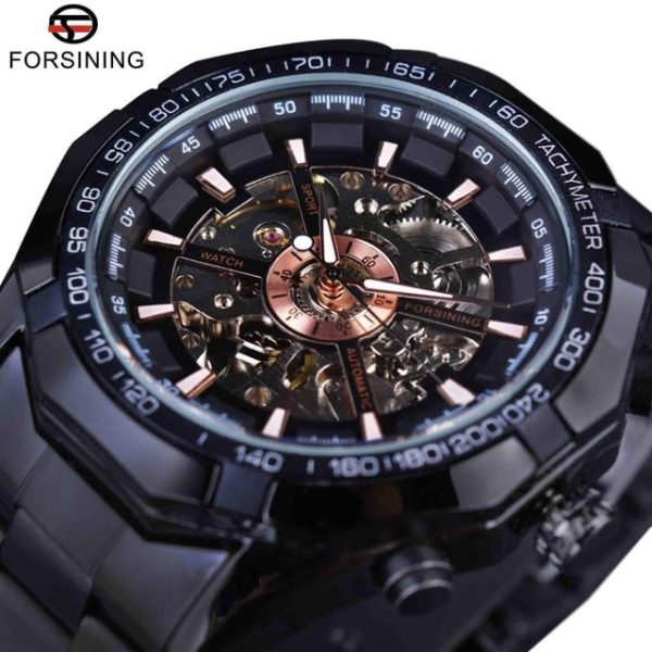 586486595 Silver Stainless Steel Waterproof Mens Skeleton Watches Top Brand Luxury Transparent Mechanical Male Wrist Watch