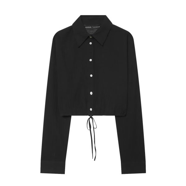 Adjustable polka dot embellished short chiffon shirt