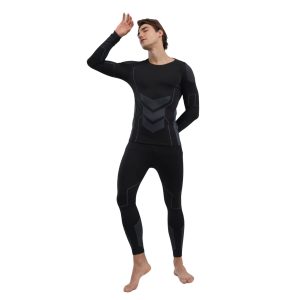 0d196b88-089f-4328-9dc4-e410f692d3f9-2.jpg Men Thermal Underwear Set Shirt Pants Autumn Slim Fit Thermal Underwear Top Bottom Set Black S