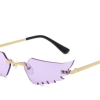 586487196 Luxury Fashion Flame Sunglasses Women Rimless Bat Sun GlassesEyeglass Vintage Feather Sunglass Fire Shape Eyewears