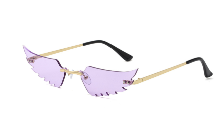 586487196 Luxury Fashion Flame Sunglasses Women Rimless Bat Sun GlassesEyeglass Vintage Feather Sunglass Fire Shape Eyewears