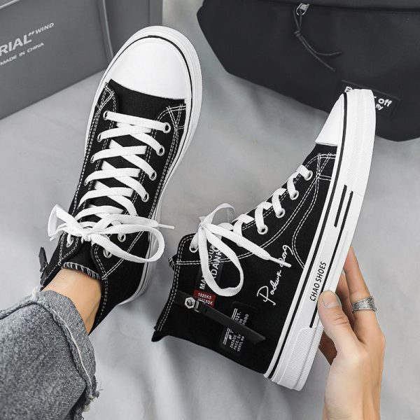 586485987 High top board shoes canvas shoes casual shoes Korean version student shoes men's shoes trendy shoes