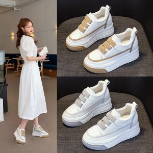 586486971 New Leather Shoes Inner Height Increasing Shoes Casual Shoes Velcro Small Size Women's Shoes