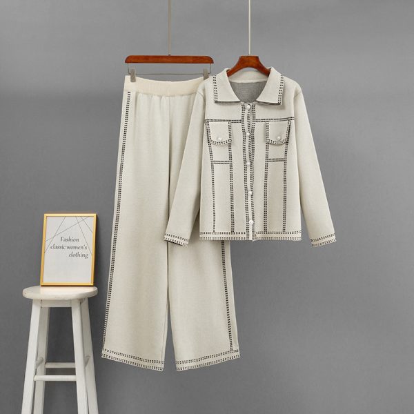 586483929 POLO collar loose jacket set