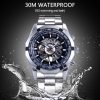 586486586 Silver Stainless Steel Waterproof Mens Skeleton Watches Top Brand Luxury Transparent Mechanical Male Wrist Watch