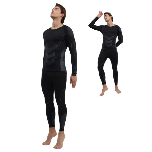 16b30d4b-796d-482f-b382-9b88b58229cf.jpg Men Thermal Underwear Set Shirt Pants Autumn Slim Fit Thermal Underwear Top Bottom Set Black S