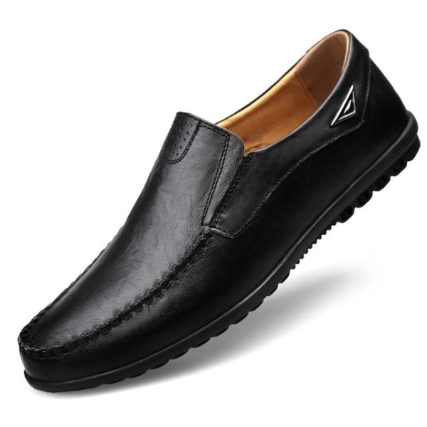 586485579 Genuine Leather Mens Moccasin Shoes Black Men Flats Breathable Casual Italian Loafers Comfortable Plus Size
