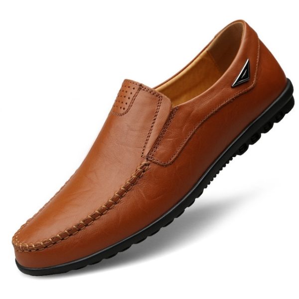 586485580 Genuine Leather Mens Moccasin Shoes Black Men Flats Breathable Casual Italian Loafers Comfortable Plus Size