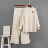 Long sleeved wide leg pants two-piece set for women