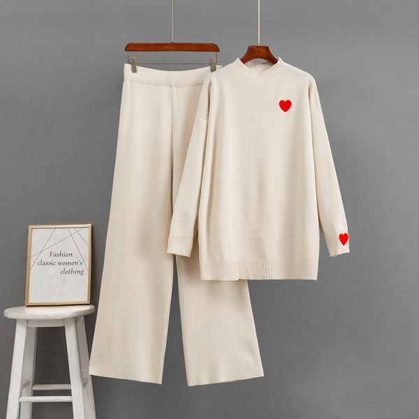 Long sleeved wide leg pants two-piece set for women