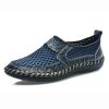 586485440 Breathable Mesh Shoes Italy Loafers Mens Casual Shoes Genuine Leather Slip On Brand Shoes Man