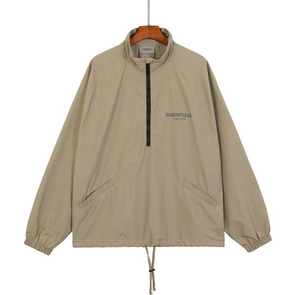 586486251 FOG Double Thread ESSENTIALS Half Zip Mens Trendy American INS Jacket Coat Windbreaker Spring and Autumn
