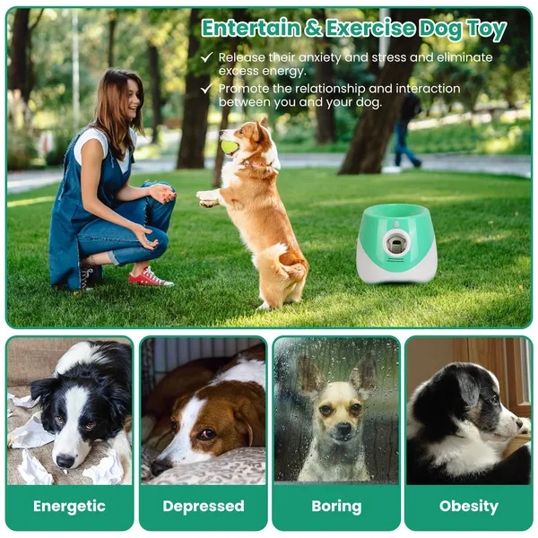 241e6fba-5f46-41f3-baca-d7c0eae7d66d.jpg Automatic Dog Ball Launcher Included 6 Tennis Balls Dog With 3 Adjustable Launch Distance Interactive Ball Thrower Fetch Machine For Small Medium Dogs