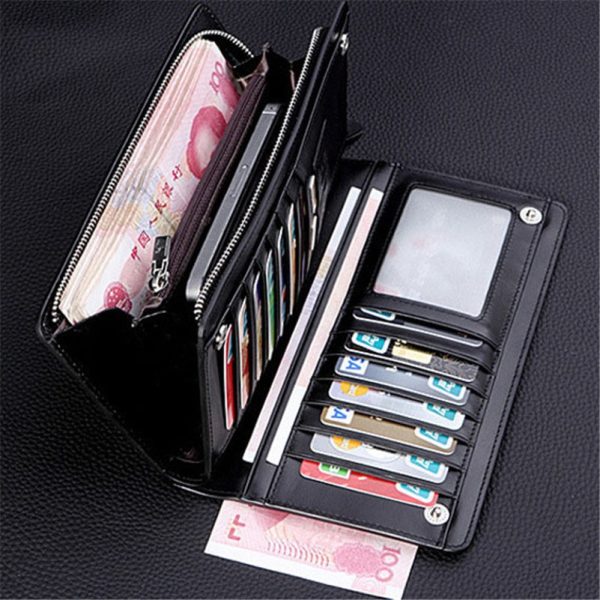 586486546 Bifold Men Wallet Brand Famous Mens Leather Long Wallet Clutch Male Money Purse ID Card Holder