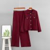 586483933 POLO collar loose jacket set