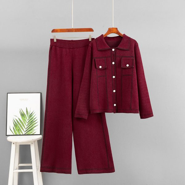 586483933 POLO collar loose jacket set