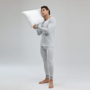 275138f0-23a3-4a1a-907d-54b60af95d40-1.jpg 1 Set Men Thermal Underwear Set Knit Slim Fit Stylish Warm Winter Base Layer Cold Weather Clothing S Size