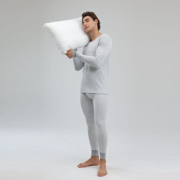 275138f0-23a3-4a1a-907d-54b60af95d40-1.jpg 1 Set Men Thermal Underwear Set Knit Slim Fit Stylish Warm Winter Base Layer Cold Weather Clothing S Size