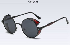 586487213 Fashion Polarized Steampunk Sunglasses Men/Women Round Metal Carving Vintage Sun Glasses Gothic UV400 Sunglass