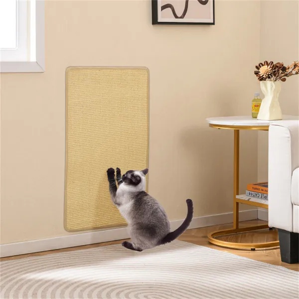 2a274db6-b95d-400f-9752-1346cae19081.jpg 4-Pack 32"x20" Natural Sisal Cat Scratching Mats, Multifunctional Resting & Play Pads For Multi-Cat Households
