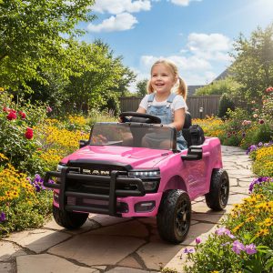 2e78d7f9-6361-4838-b7e3-3b97fc8f2eac.jpg 12V Kids Ride on Car, Licensed Dodge RAM 3500 Ride on Toys with Dual Motors, Remote Control for Toddlers, Pink