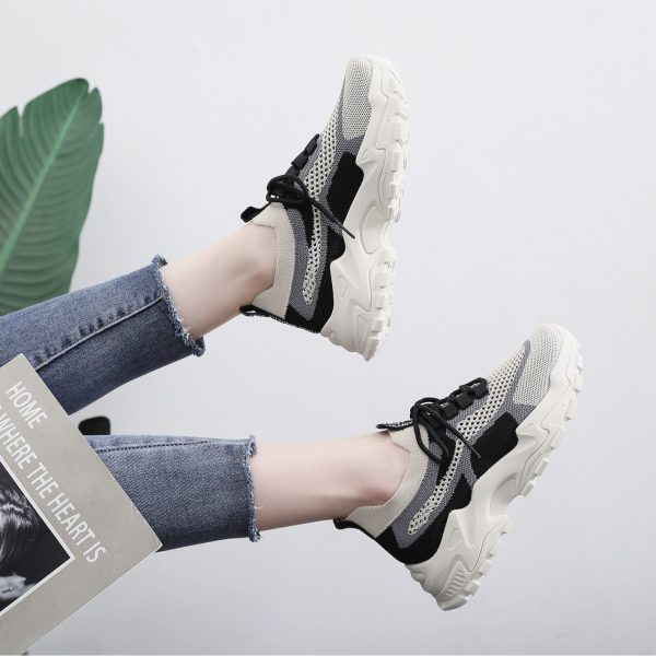 586486852 Flyknit shoes breathable and comfortable thick soled shoes dad shoes women's sports shoes