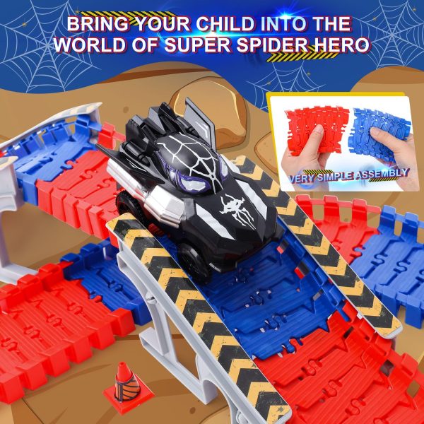 3663415a-690c-4767-888c-e14580da0a0c.jpg Spider-Themed Flexible Track Toy Set Includes Black And Red Spider Cars,Pickup Only