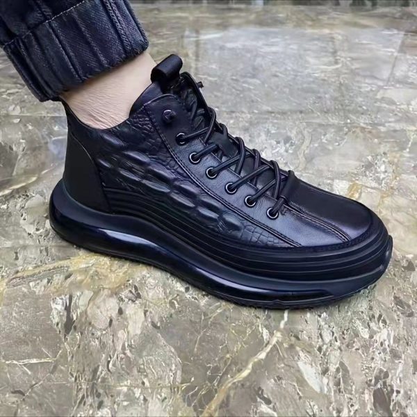 586486408 New Size 48 High Top Pu Embossed Casual Sports Elastic Band Fashion Mens Shoe