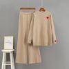 Long sleeved wide leg pants two-piece set for women