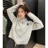 586484680 Gray Zipper High Neck Knit Cardigan Coat for Women, Spring Autumn Winter, Petite, Loose Short Style Sweater Top