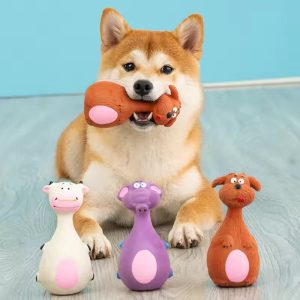 3fe2f1fc-4f8f-4cc4-ba1a-94be6d66ed48.jpg 4pcs Cute Latex Dog Chew Toys With Sound, Interactive Biting Toys For Dental Health, Puppy Teething Pet Supplies