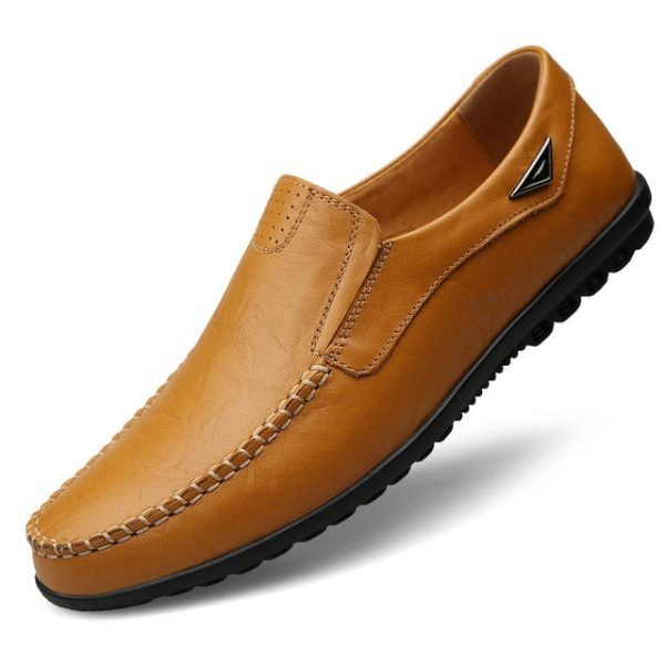 586485581 Genuine Leather Mens Moccasin Shoes Black Men Flats Breathable Casual Italian Loafers Comfortable Plus Size
