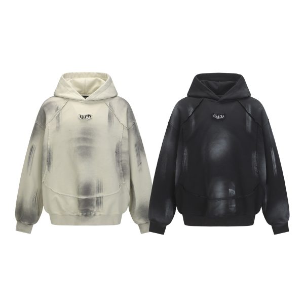 586483976 Hairy edge washed and spray dyed hoodie