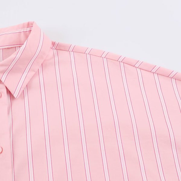 586484942 Commuting style loose and versatile striped shirt