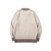 586483993 Color-Blocked Mock Two-Piece Knit Sweater with Turn-Down Collar, Unisex Casual Versatile Pullover