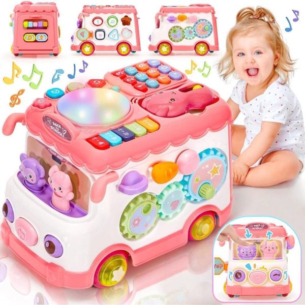 4ea8747c-e316-46ea-b4d1-2e87309ede63.jpg Baby Activity Bus Toy Set 6-in-1 Multifunctional Musical Learning Bus Includes Mini Car & Building Blocks Early Educational Toy For Toddlers Ages 1-3