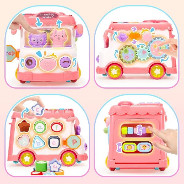 4ecc2bca-ce2f-47f5-8727-bb43ce6db2e3.jpg Baby Activity Bus Toy Set 6-in-1 Multifunctional Musical Learning Bus Includes Mini Car & Building Blocks Early Educational Toy For Toddlers Ages 1-3