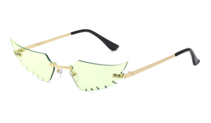 586487198 Luxury Fashion Flame Sunglasses Women Rimless Bat Sun GlassesEyeglass Vintage Feather Sunglass Fire Shape Eyewears