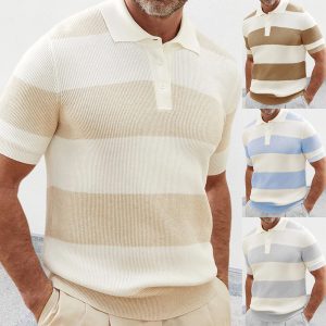 529b92fd-4b94-49f6-a9fe-8486862bc37f-4.jpg Mens Clothing Summer Fashion Lapel Sweater Short Sleeve Men Clothing Men Wears