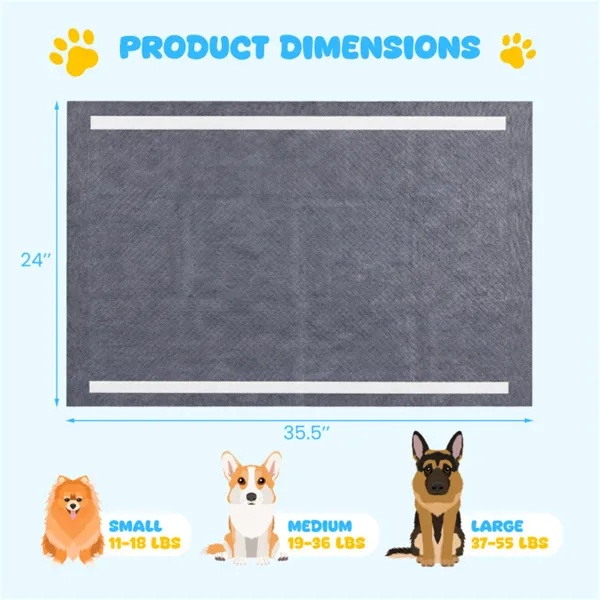 553538ae-4d8f-4bd1-8306-0ea39f0b274d.jpg 150 Pack Activated Carbon Dog Pee Pads 35.5"x24", Extra Large 6-Layer Odor Control Pet Training Pads