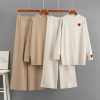 Long sleeved wide leg pants two-piece set for women