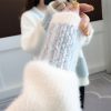 586484661 Fall New Women's Knit Cardigan Sweater Loose Outerwear Water Rabbit Fur Top Coat