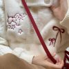 586483873 Sweet Knitted Patchwork Faux Fur Embroidered Cardigan for Women Spring Soft and Gentle Versatile Warm Open Front Sweater