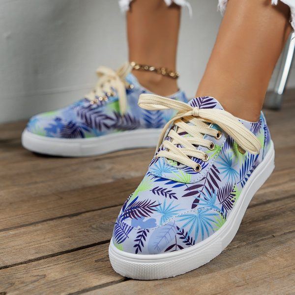 586486897 Plus Size Women's Board Shoes Spring Printing Colorful Single Shoes Casual Shoes Small White Shoes