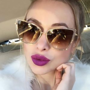 586487279 Big Cat Eye Sunglasses Women Black Mirror Sun Glasses Fashion Brand Designer High Quality Vintage Sunglass