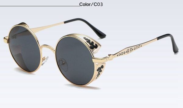 Fashion Polarized Steampunk Sunglasses Men/Women Round Metal Carving Vintage Sun Glasses Gothic UV400 Sunglass