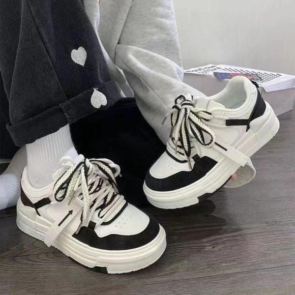 586486738 Thick soled shoes ins versatile trendy white shoes women's casual shoes student running sports shoes
